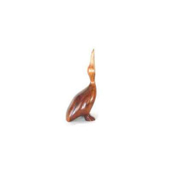 Décoration OiseauxLasterne-Miniature à poser-Le pélican avalant - 21 cm - PE20R Artisan Français - art animalier bois