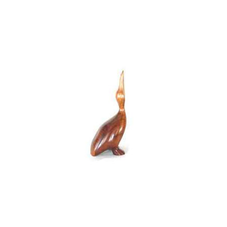 Décoration OiseauxLasterne-Miniature à poser-Le pélican avalant - 21 cm - PE20R Artisan Français - art animalier bois