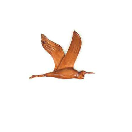Décoration OiseauxLasterne - Les oiseaux en vol - Vol du héron - 60 cm - BHE060-2 Artisan Français - art animalier bois