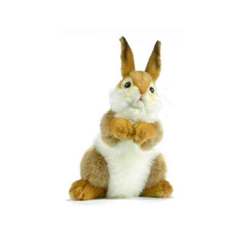 Animaux de la ferme Lapin beige dressé peluche animalière -3316
