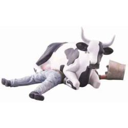 Animaux de la ferme Cow parade -buenos aires 2006, artiste gerardo feldstein - ni mu/sitting on man-47811