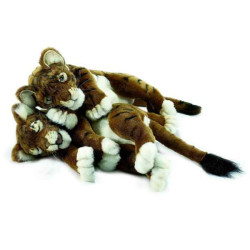 Félin Tigre brun "joueur" 40 cm peluche animalière -4750