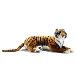 Félin Tigre brun couché 100 cm peluche animalière -3947