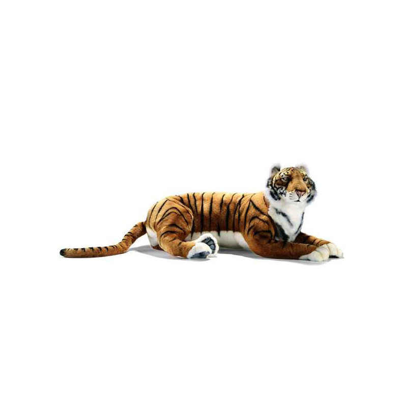 Félin Tigre brun couché 100 cm peluche animalière -3947