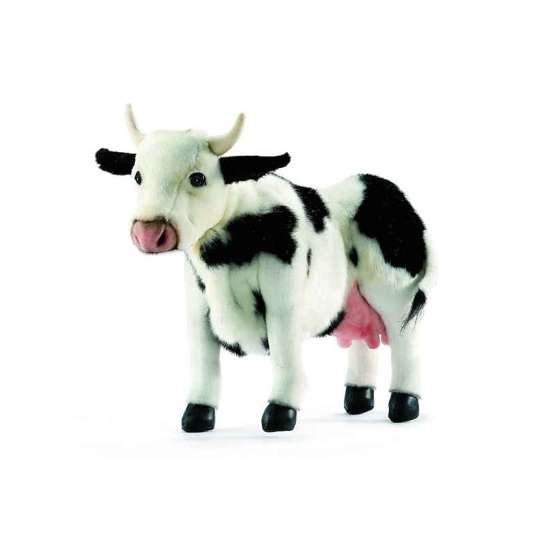 Animaux de la ferme Vache debout noire et blanche 35 cm peluche animalière -4775