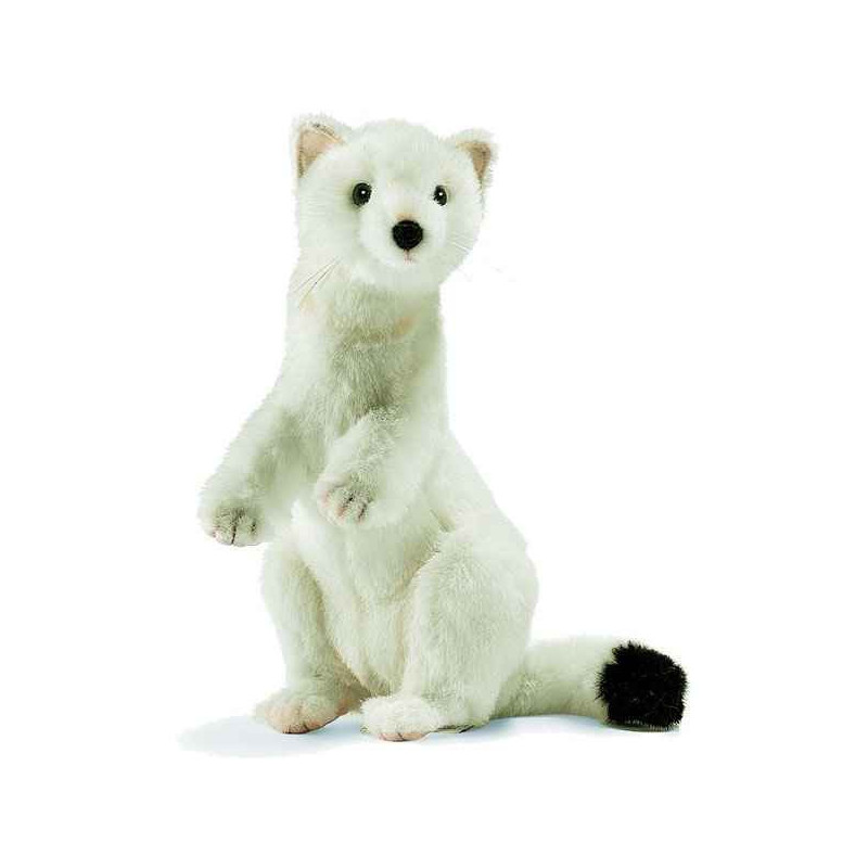 Anima   Peluche hermine blanche dressée 28 cm   4860