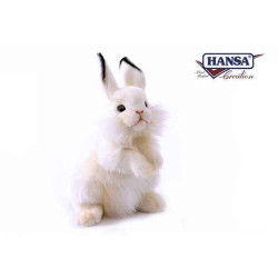 Animaux de la ferme Lapin dressé blanc 32 cm peluche animalière -3313