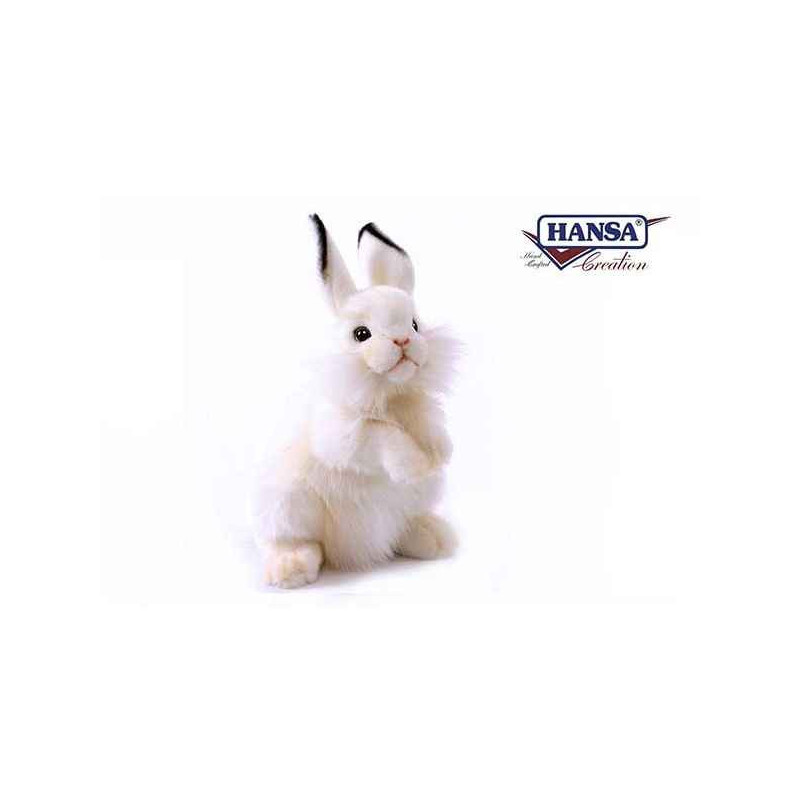 Animaux de la ferme Lapin dressé blanc 32 cm peluche animalière -3313