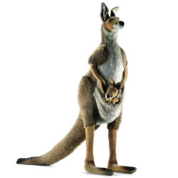 Animaux sauvage Kangourou avec bébé 100 cm peluche animalière -3235