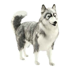 Animaux-Bois-Animaux-Bronzes propose Chien Husky gris 70 cm peluche animalière -5047