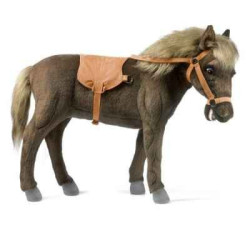 Peluche cheval nain brun (tête articulée av-ar) 55cmh/78cml anima -5452