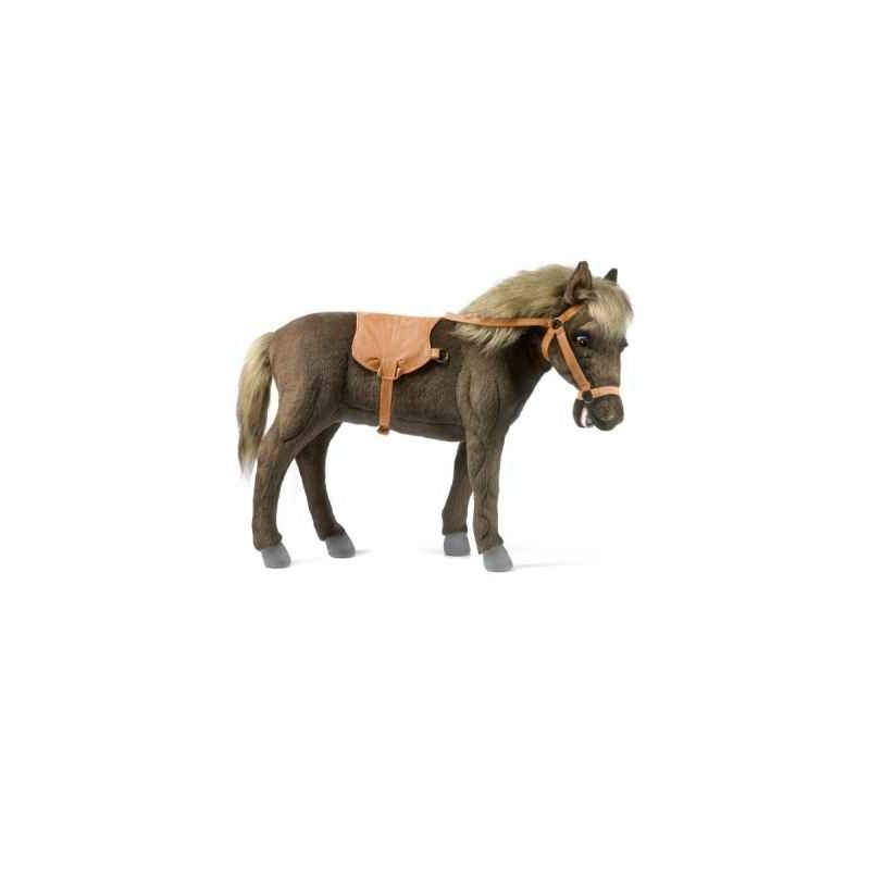 Peluche cheval nain brun (tête articulée av  ar) 55cmh/78cml anima   5452