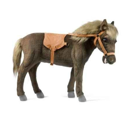 Peluche cheval nain brun (tête articulée av  ar) 55cmh/78cml anima   5452