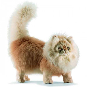 Anima   Peluche chat persan à 4 pattes miel/écru 45 cm   5011