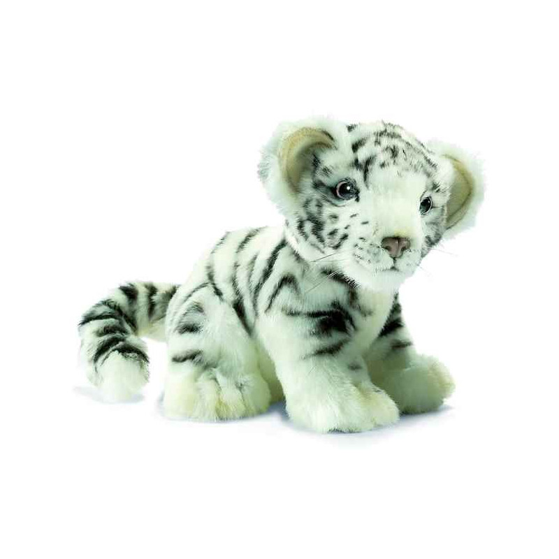 Félin Bébé tigre blanc assis 18 cm peluche animalière -3420