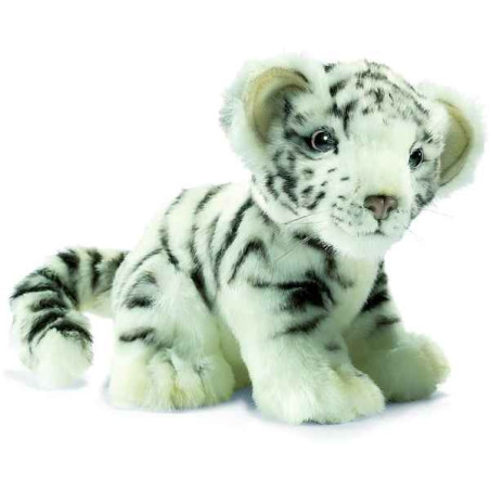 Félin Bébé tigre blanc assis 18 cm peluche animalière -3420