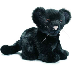 Félin Bébé panthère noire assis 18 cm peluche animalière -3426