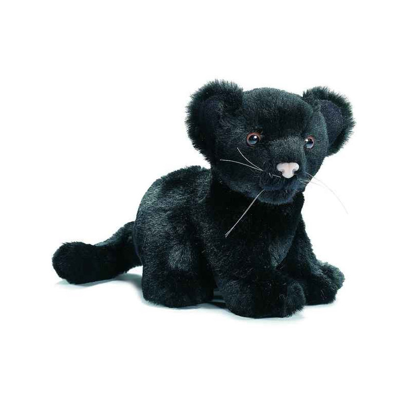 Félin Bébé panthère noire assis 18 cm peluche animalière -3426