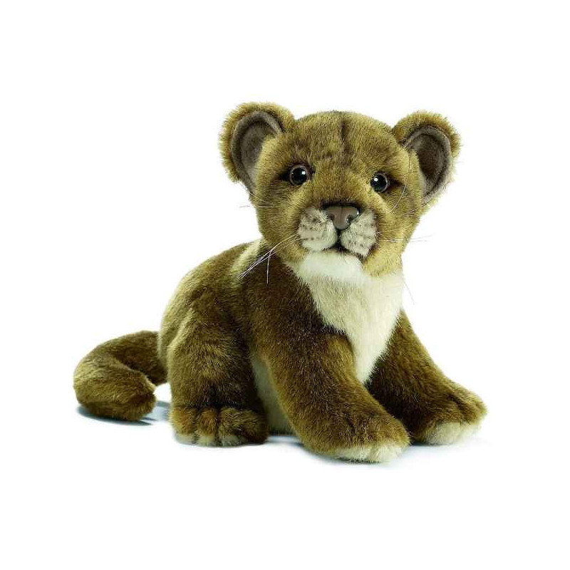 Félin Bébé lionne assis 18 cm peluche animalière -3422