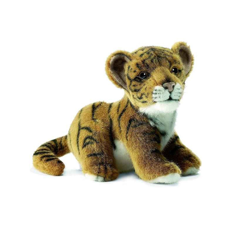 Félin Bébé tigre brun assis 18 cm peluche animalière -3421