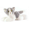 Animaux-Bois-Animaux-Bronzes.com propose Chat couché gris 30 cm peluche animalière -1952
