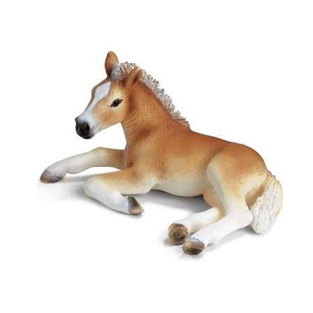 schleich-13292-Poulain Haflinger couché