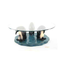 Décoration OiseauxLe trio de pingouins en Pin - 80 cm x 35 cm - LAST-MPI085-P Artisan Français - art animalier bois