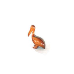 Décoration OiseauxLasterne-Miniature à poser-Le pélican à terre - 18 cm - PE17R Artisan Français - art animalier bois