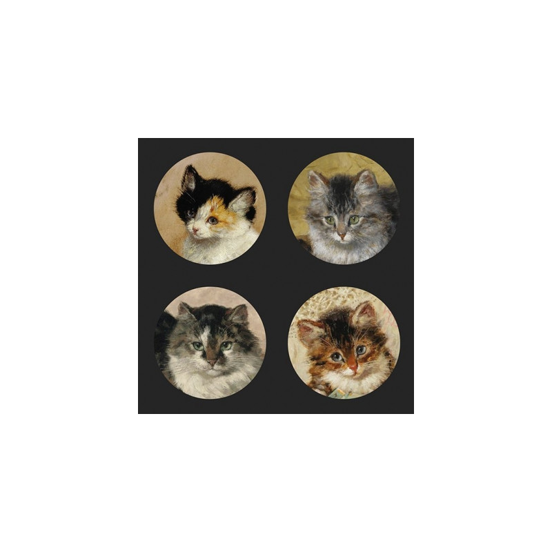 Animaux-Bois-Animaux-Bronzes.com propose Set de sous verre Chat Ronner-Knip 3dMouseion -CS10RK