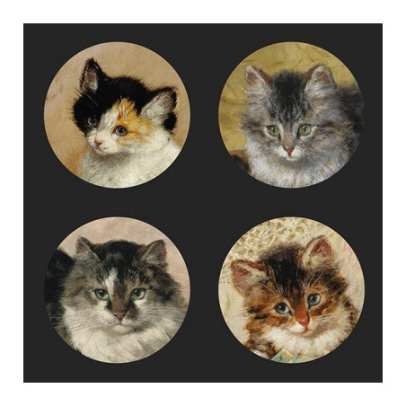 Animaux-Bois-Animaux-Bronzes.com propose Set de sous verre Chat Ronner-Knip 3dMouseion -CS10RK