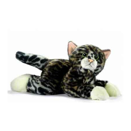 Anima   Peluche chatons tigré couché 30 cm aux pattes blanches   7047