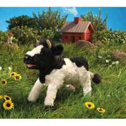 Animaux de la ferme Vache noir et blanche marionnette 