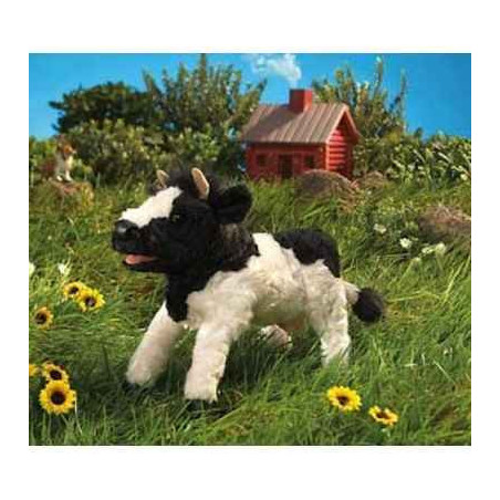 Animaux de la ferme Vache noir et blanche marionnette 