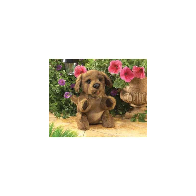 Marionnette peluche petit chien marron folkmanis 2915