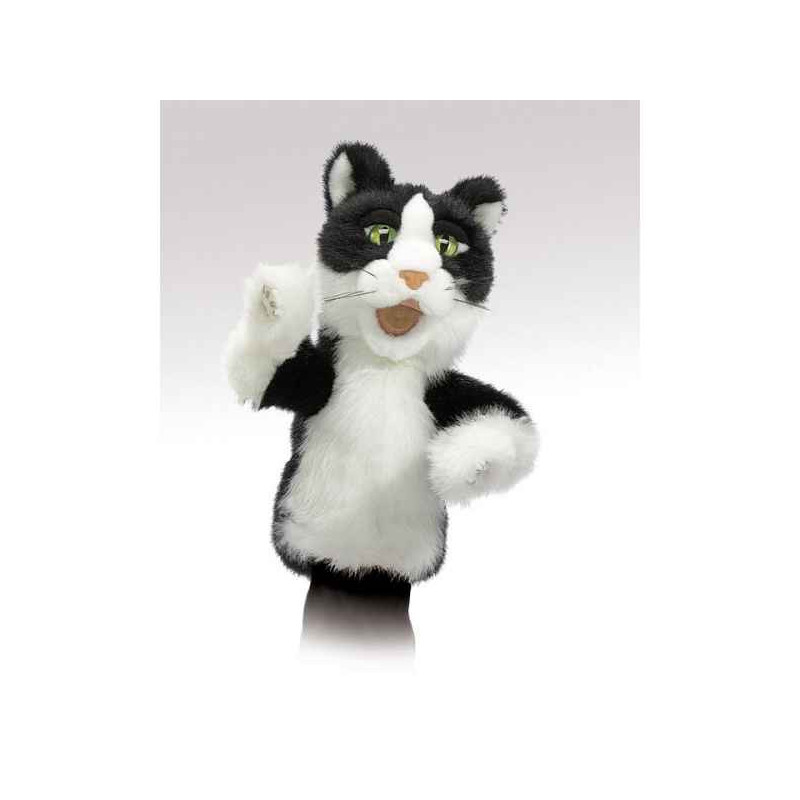 Marionnette peluche chat noir blanc tom folkmanis 2916