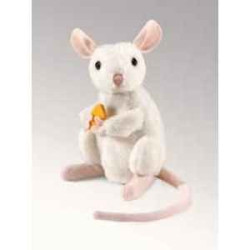Animaux de la ferme Souris blanche assise marionnette 