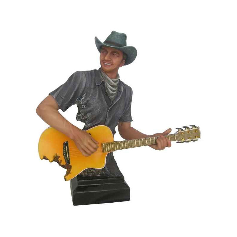 Décoration Statue résine Buste homme résine guitare Statue Musicien -Y30ZP-811