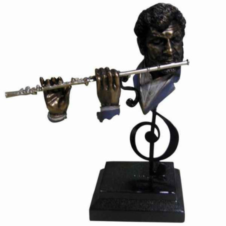 Décoration Statue résine Figurine résine façon métal flûte Statue Musicien -Y10ZP-715