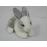Animaux de la ferme Lapin couché blanc gris  24 cm peluche animalière -3889