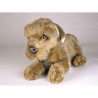 Peluche allongée schnauzer marron 30 cm Piutre   3359