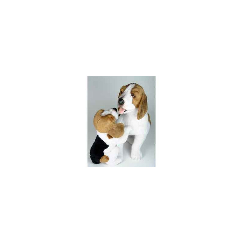 Animaux-Bois-Animaux-Bronzes propose Chien Beagle avec chiot 50+30 cm assis peluche réaliste Piutre 2241