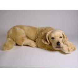 Animaux-Bois-Animaux-Bronzes propose Chien Golden retrievier 60 cm peluche animaux allongés réaliste Piutre 2205