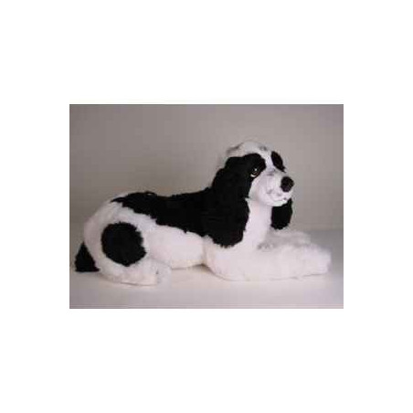 Peluche allongée cocker noir et blanc 55 cm Piutre   3205