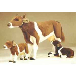  Animaux de la ferme Vache marron et blanche 130 cm peluche animaux debout réaliste Piutre 2667