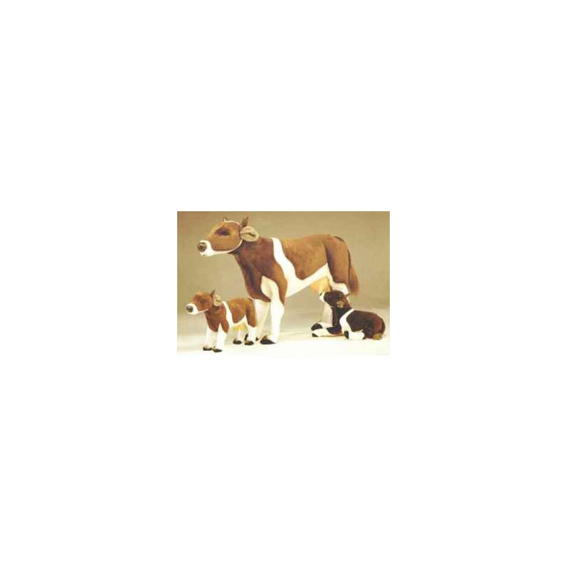  Animaux de la ferme Vache marron et blanche 130 cm peluche animaux debout réaliste Piutre 2667