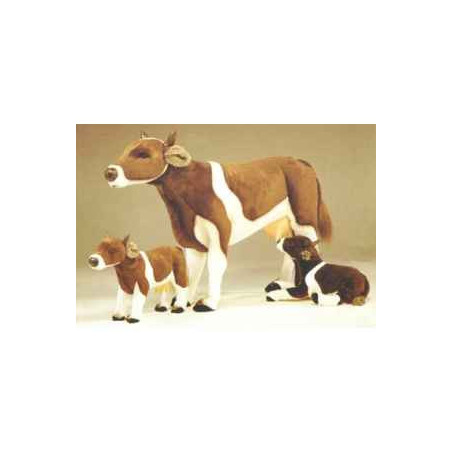  Animaux de la ferme Vache marron et blanche 130 cm peluche animaux debout réaliste Piutre 2667