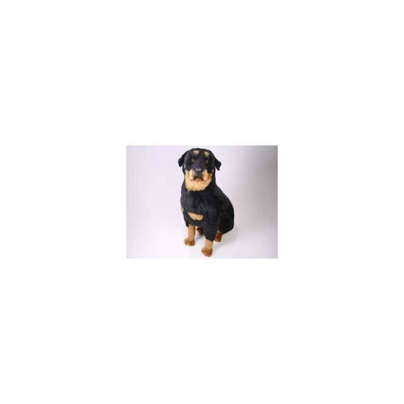 Animaux-Bois-Animaux-Bronzes propose Chien Rottweiller 90 cm assis peluche réaliste Piutre 2257