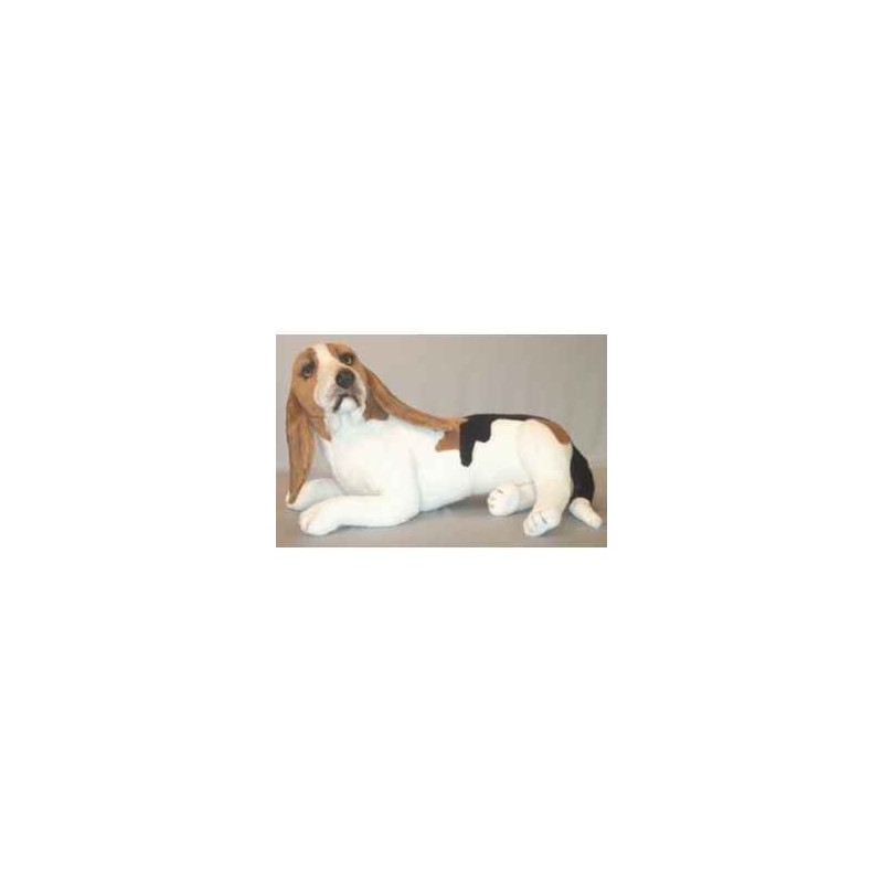 Animaux-Bois-Animaux-Bronzes propose Chien Basset-hound 60 cm assis peluche réaliste Piutre 3285