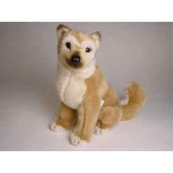 Animaux-Bois-Animaux-Bronzes propose Chien Shiba inu 40 cm assis peluche réaliste Piutre 1248
