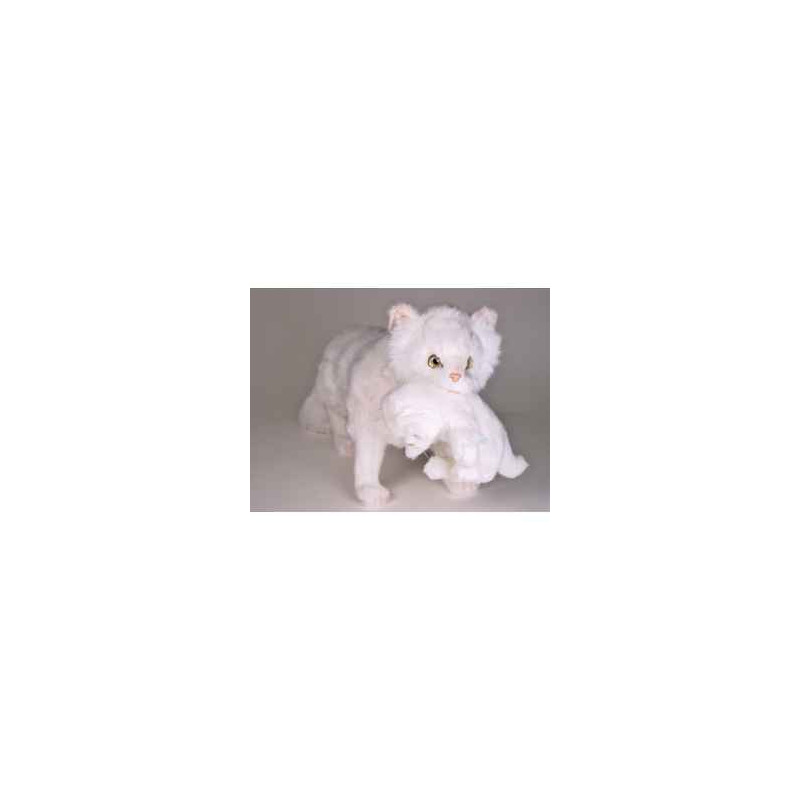 Peluche debout chat persan blanc 60 cm avec chaton Piutre   2385